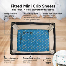 Load image into Gallery viewer, Isla Fitted Mini Crib Sheets (Space Quest)
