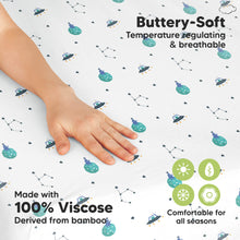 Load image into Gallery viewer, Isla Fitted Mini Crib Sheets (Space Quest)
