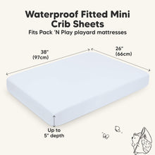 Load image into Gallery viewer, 2-Pack Isla [Protect+] Waterproof Mini Crib Sheets (Blue Flax)
