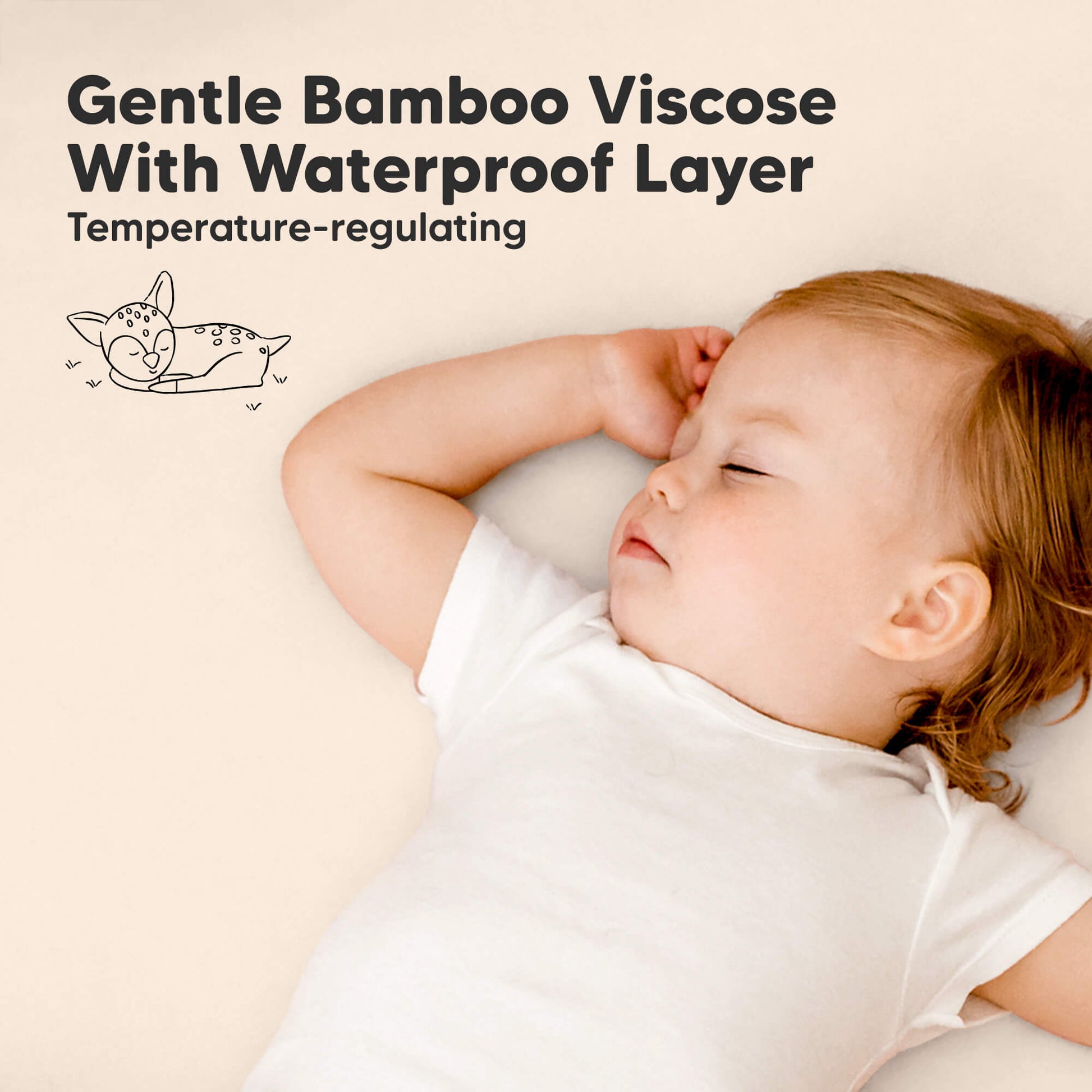 Gentle bamboo viscose with waterproof layer, temperature-regulating.
 31075885023418