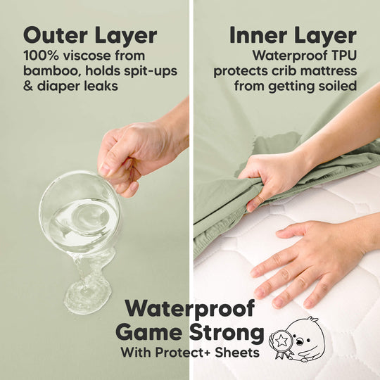 2-Pack Isla [Protect+] Waterproof Mini Crib Sheets (Foxtrot)