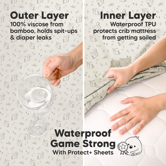 2-Pack Isla [Protect+] Waterproof Mini Crib Sheets (Pine Grove)