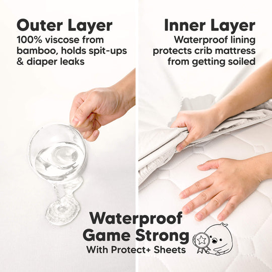 2-Pack Isla [Protect+] Waterproof Mini Crib Sheets (Soft White)