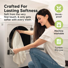 Load image into Gallery viewer, Crafted For Lasting Softness. Soft from the very first touch, and only gets softer with every wash. Machine washable, Shrink-proof
