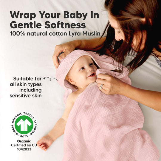 2-Pack Lyra Muslin Hooded Towels (Rose Ivory)