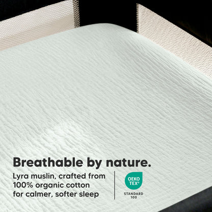 Breathable By Nature - Lyra muslin, crafted from 100% organic cotton for calmer, softer sleep. (OEKO-TEX Standard 100)
 32609475559610
