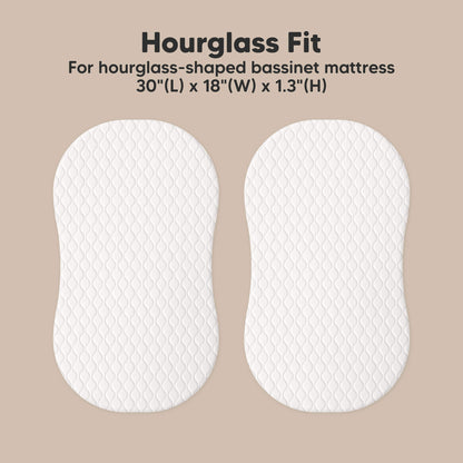  Hourglass Fit - For hourglass-shaped bassinet mattress 30"(L) x 18"(W) x 1.3"(H) 32413949460666