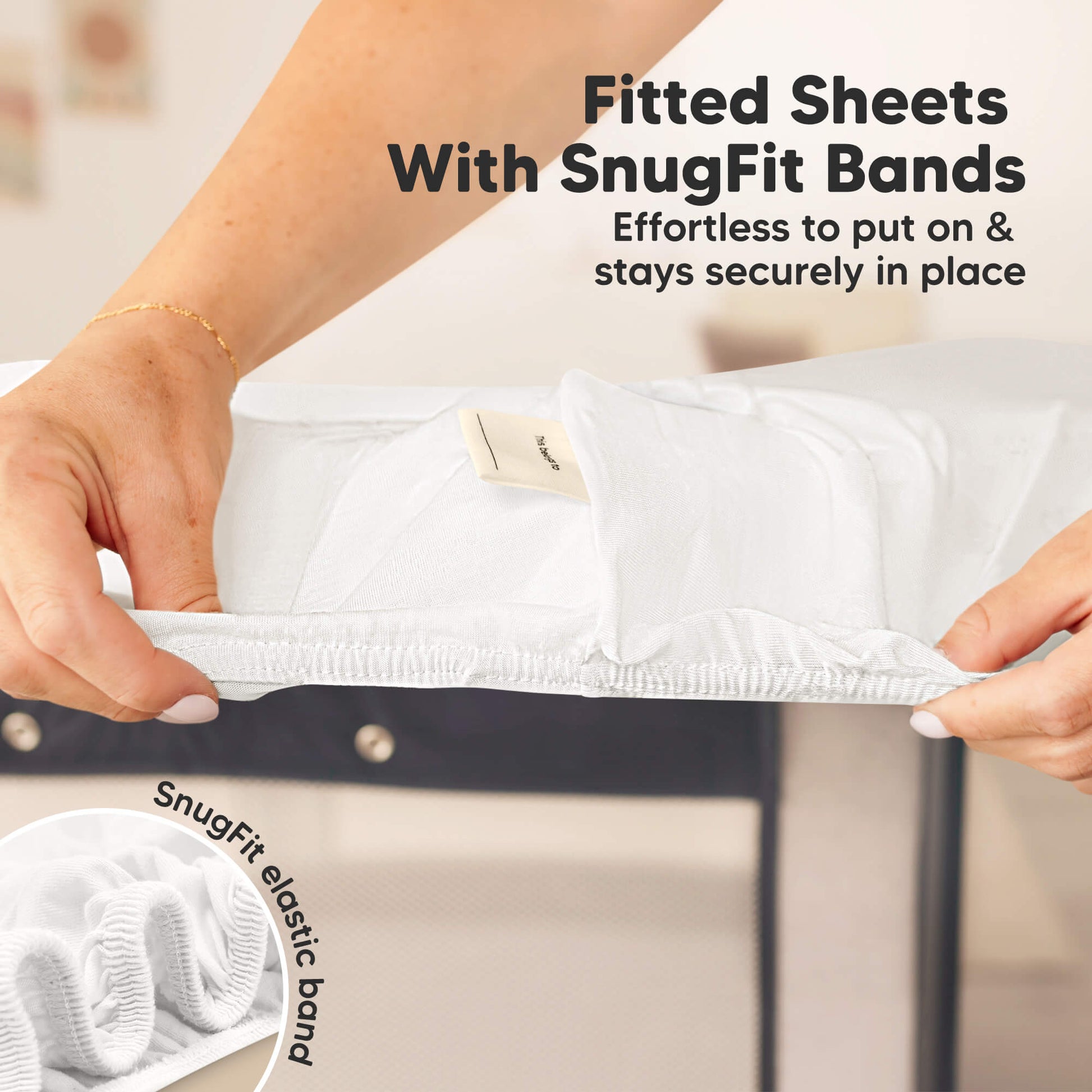 Fitted Sheets With SnugFit Bands - Effortless to put on & stays securely in place (SnugFit elastic band) 32344039620794