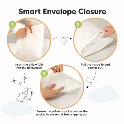 Smart envelope closure ensures a snug fit and keeps pillows securely in place.
 30765800685754