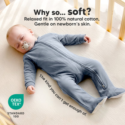 Why so... soft? Relaxed fit in 100% natural cotton, gentle on newborn’s skin. The kind you can’t get enough of. 32530527191226