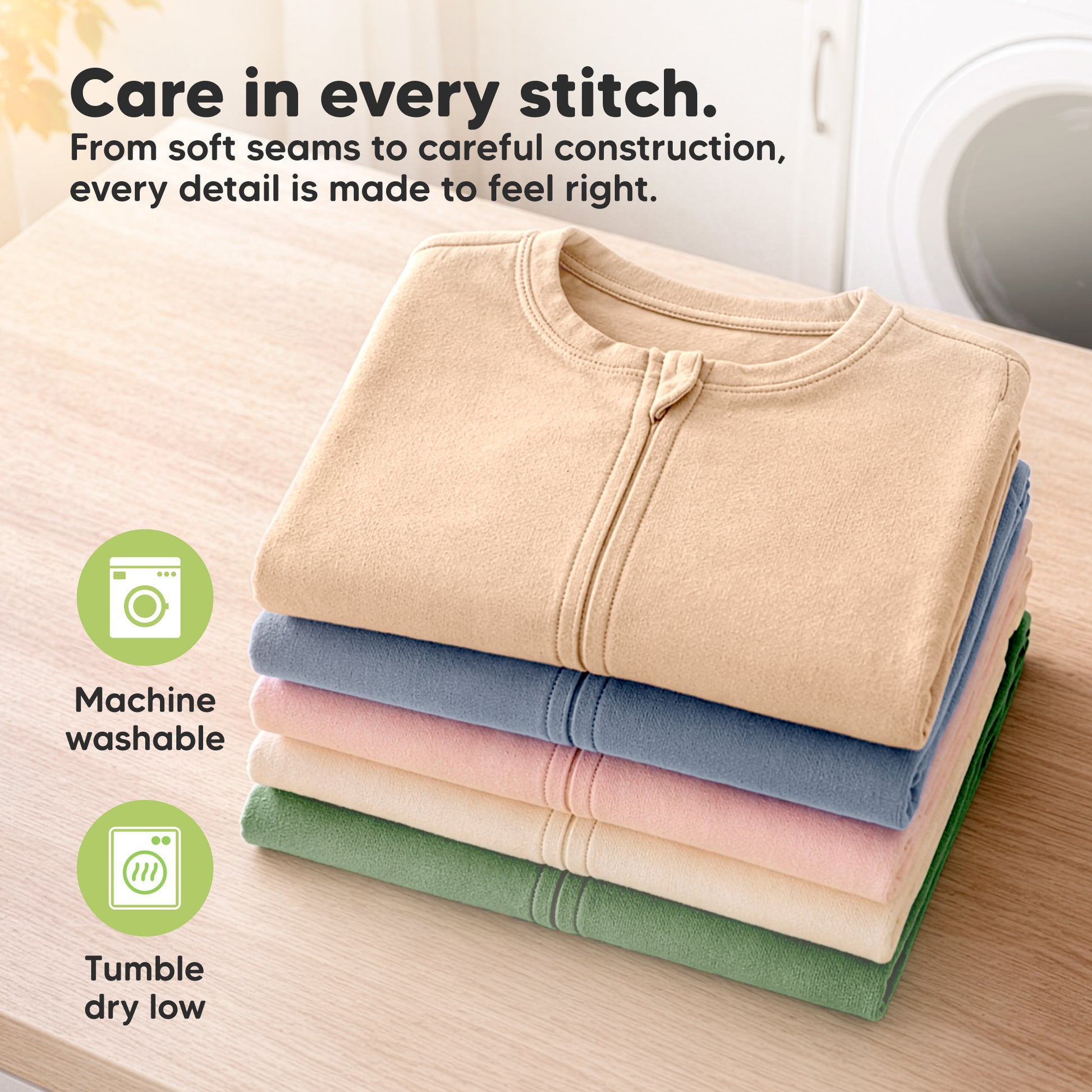 Care in every stitch. - From soft seams to careful construction, every detail is made to feel right. (Machine washable and Tumble dry low) 32530527256762