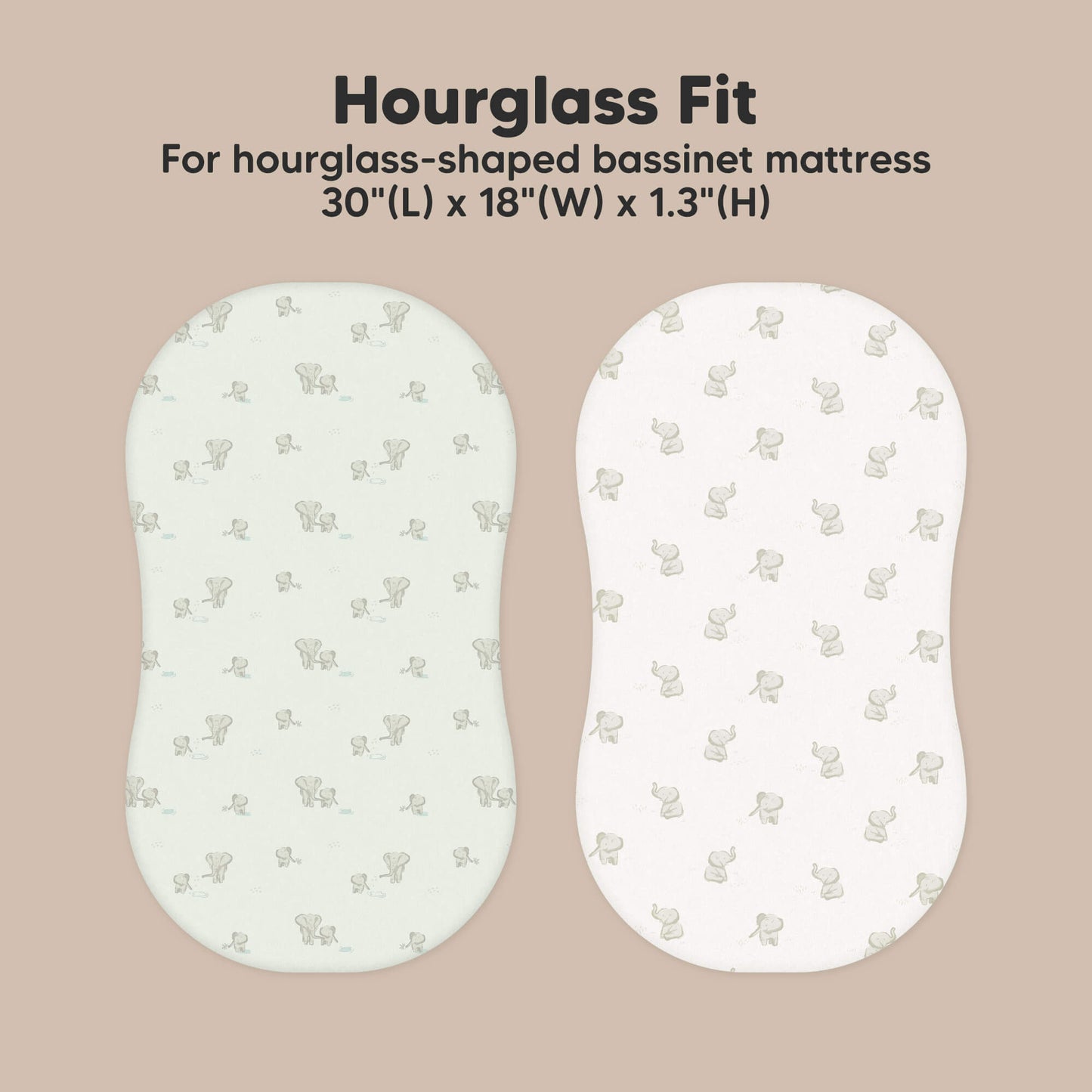 Hourglass Fit - For hourglass-shaped bassinet mattress 30" (L) x 18" (W)  1.3" (H) 32124116172986