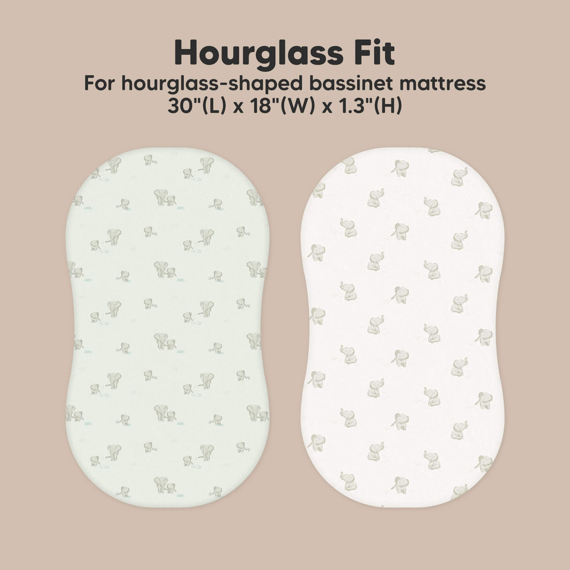 Hourglass Fit - For hourglass-shaped bassinet mattress 30" (L) x 18" (W)  1.3" (H) 32124116172986