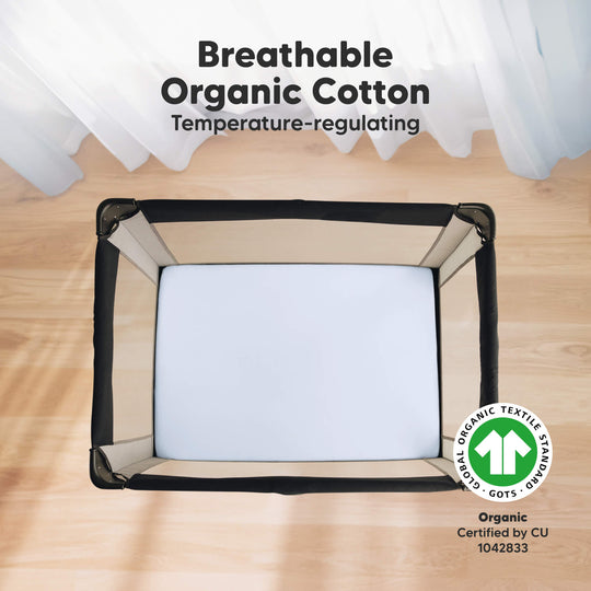 Soothe Fitted Mini Crib Sheet (Blue Flax)