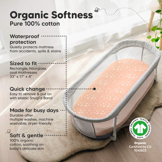 2-Pack Soothe [Protect+] Waterproof Bassinet Sheets (Butterflies)