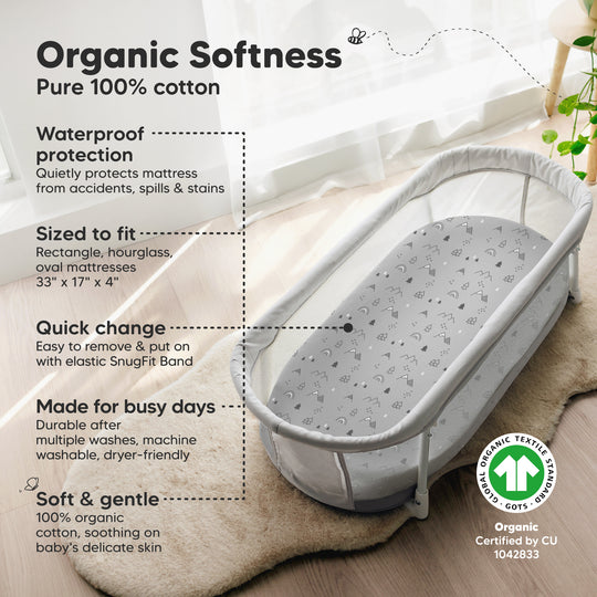 2-Pack Soothe [Protect+] Waterproof Bassinet Sheets (Woodland)