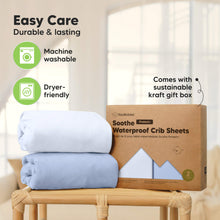 Load image into Gallery viewer, 2-Pack Soothe [Protect+] Waterproof Crib Sheets (Blue Flax)
