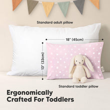 Load image into Gallery viewer, Ergonomically Crafted For Toddlers 
Standard toddler pillow - 13" by 18" or 33cm by 45cm 
