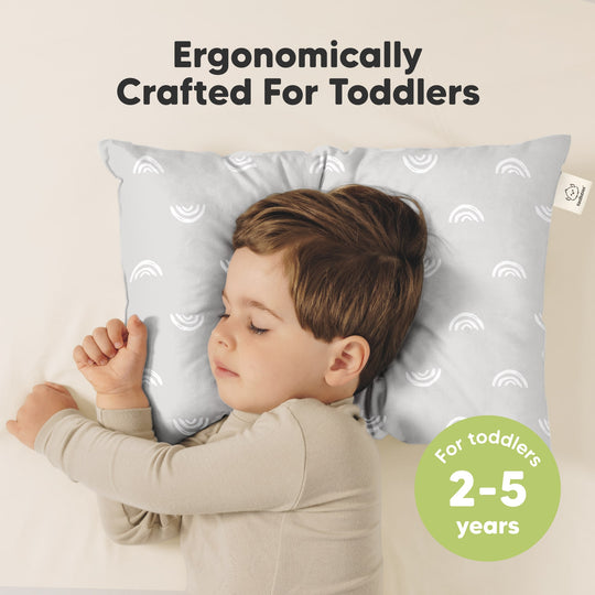 2-Pack Toddler Pillows Without Pillowcase (Gray Rainbow)