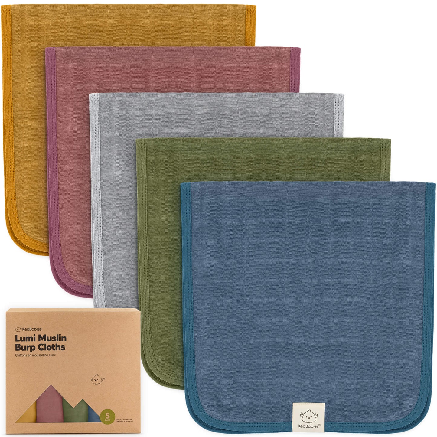 5-Pack Lumi Muslin Burp Cloths 25893597020346