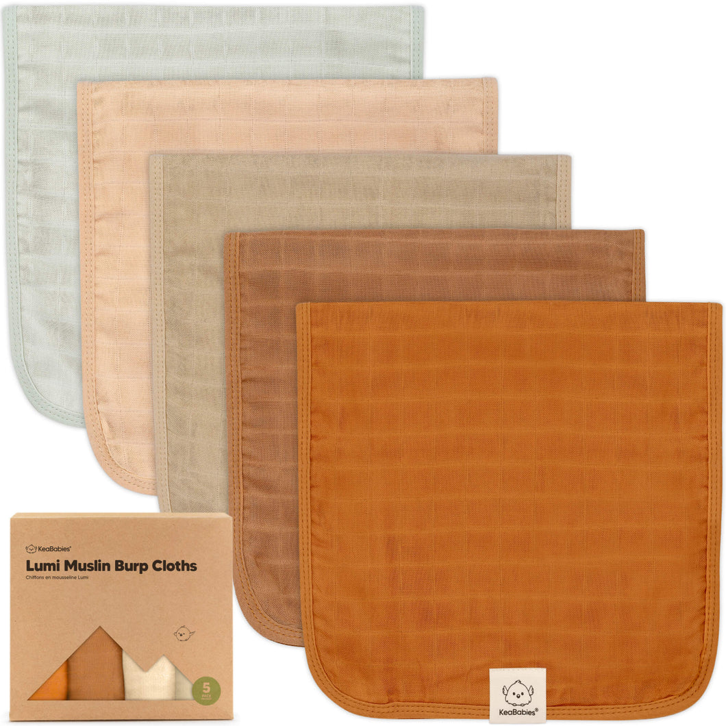 5-Pack Lumi Muslin Burp Cloths (Spice)