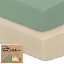 Load image into Gallery viewer, 2-Pack Isla [Protect+] Waterproof Crib Sheets (Hedges)
