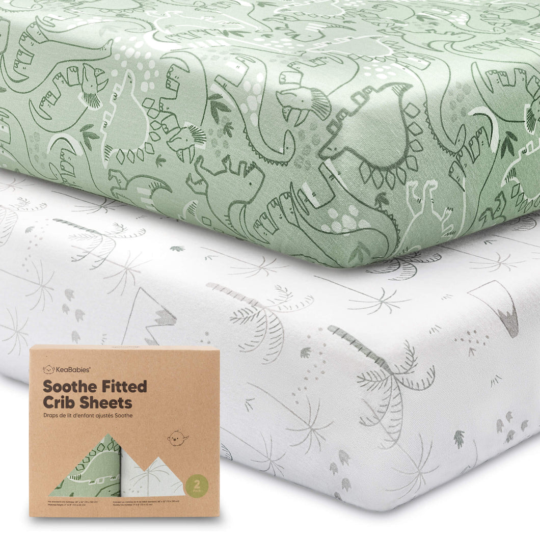 Soothe Fitted Crib Sheet (DinoDood)