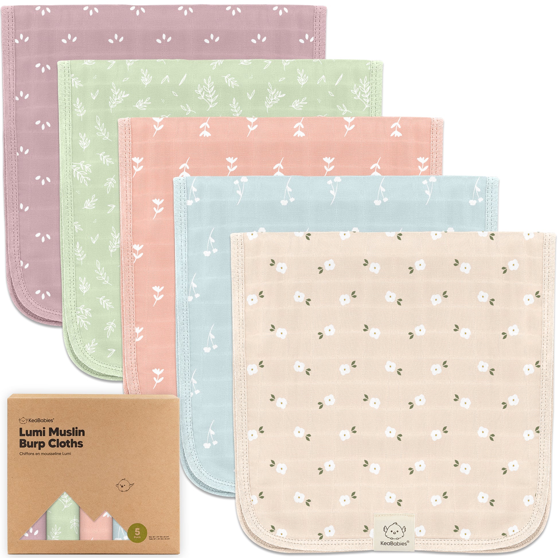 5-Pack Lumi Muslin Burp Cloths 26831819079866