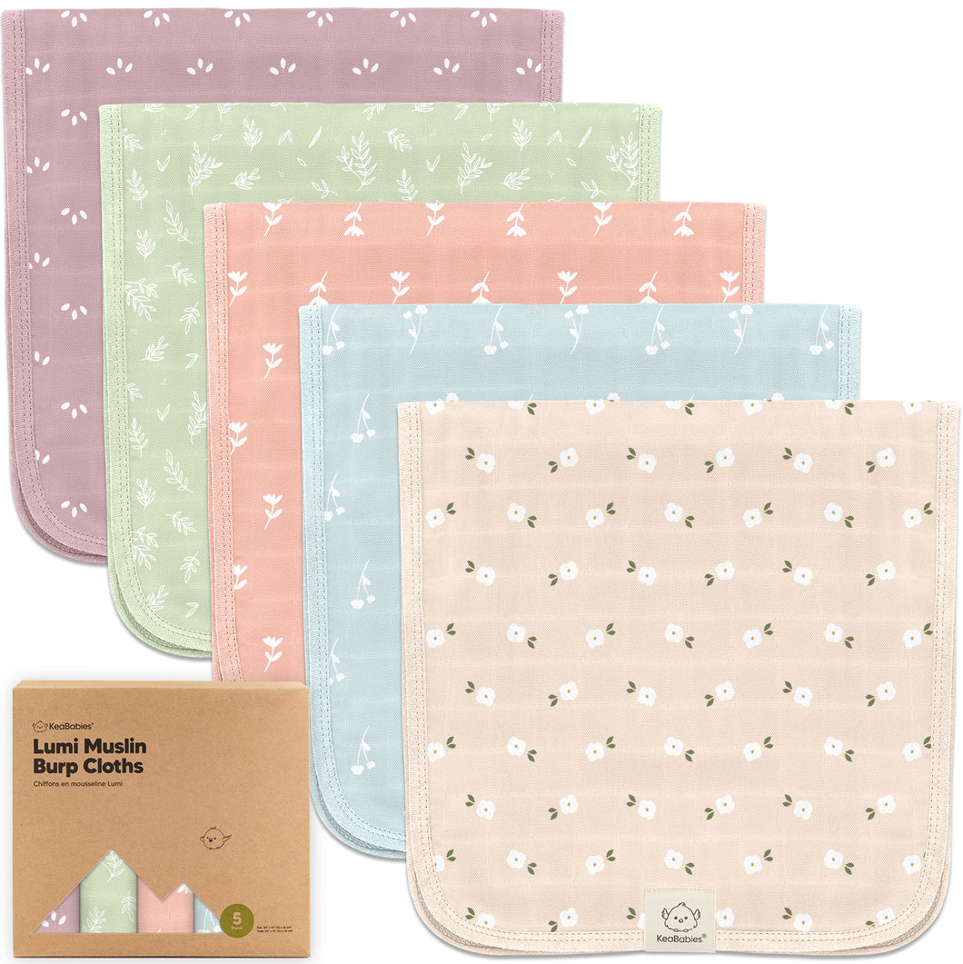 5-Pack Lumi Muslin Burp Cloths (Bloom)