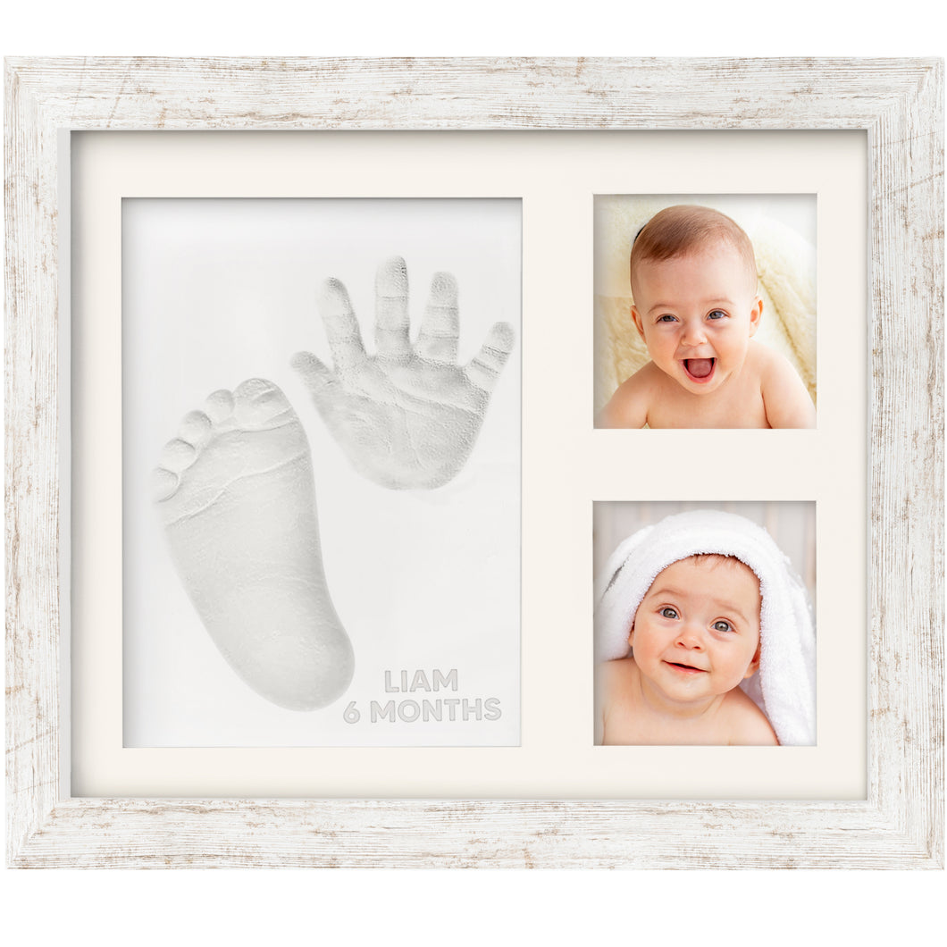 Baby Handprint & Footprint Keepsake Solo Frame (Vintage White)