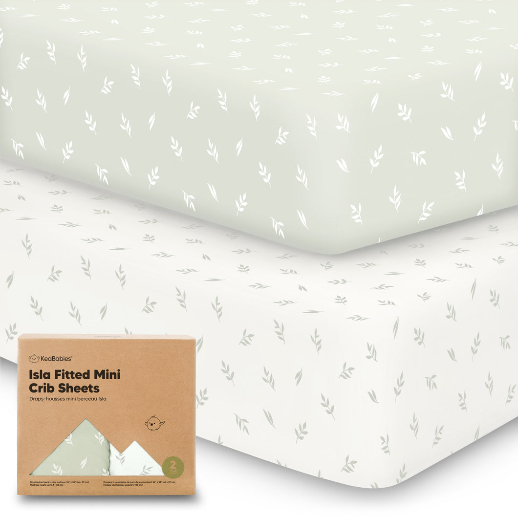 Isla Fitted Mini Crib Sheets (Herb)