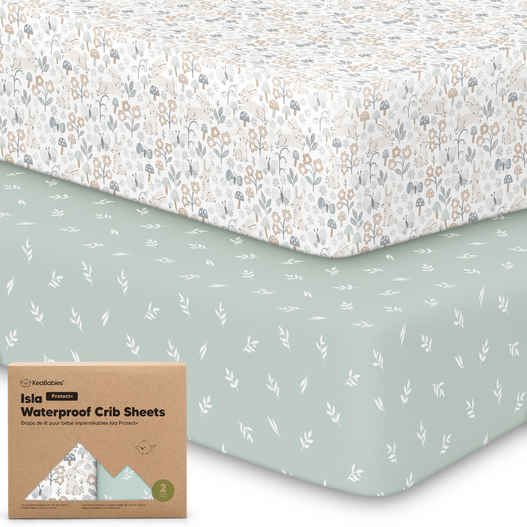 2-Pack Isla [Protect+] Waterproof Crib Sheets (Prairie)