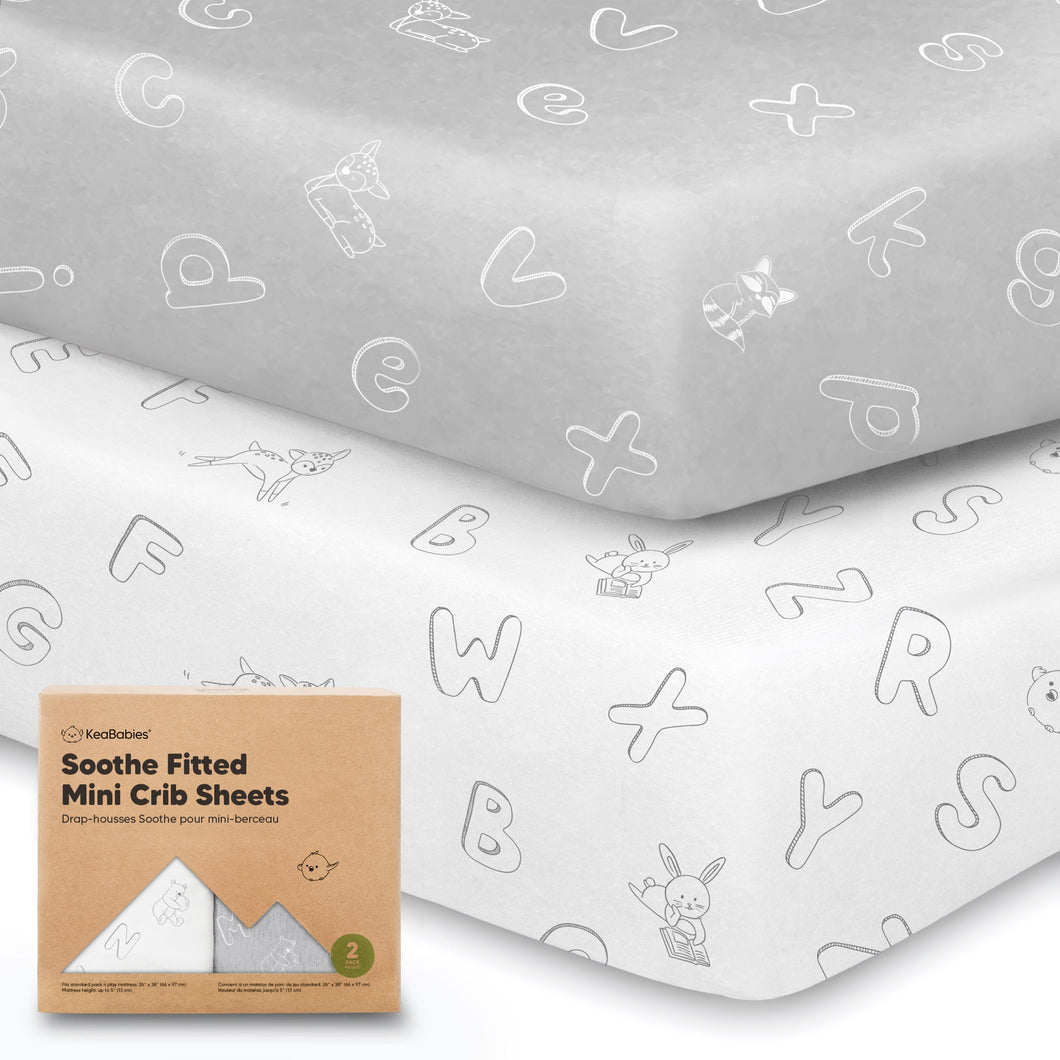 Soothe Fitted Mini Crib Sheet (ABC Land)