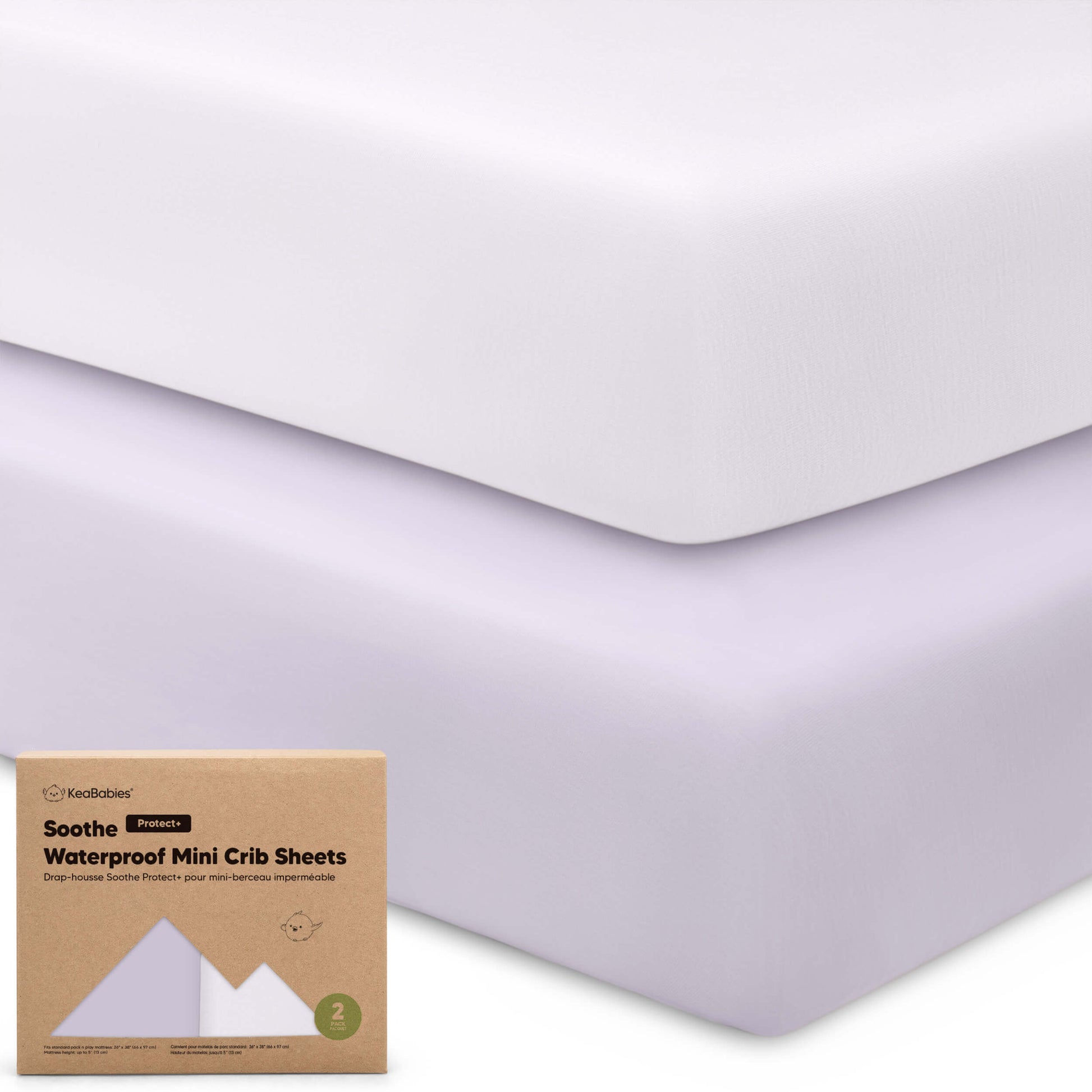 2-Pack Soothe [Protect+] Waterproof Mini Crib Sheets 28098946236602