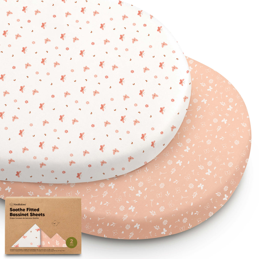 2-Pack Soothe Fitted Bassinet Sheets (Butterflies)