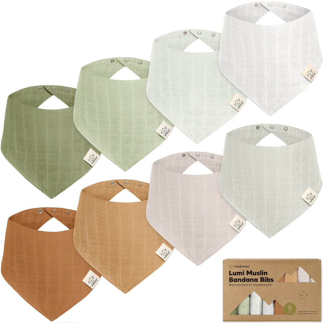 8-Pack Lumi Muslin Bandana Bibs (Pine)