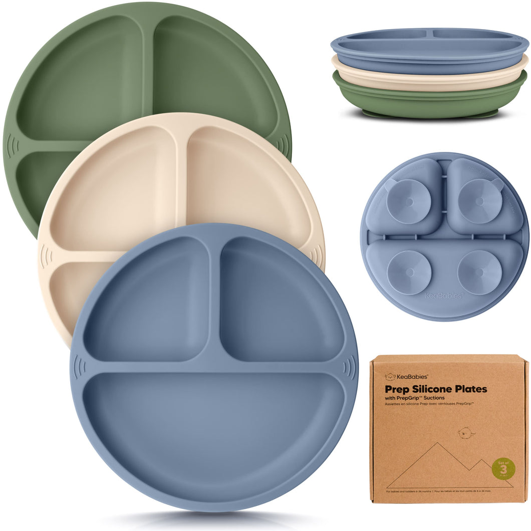 3-Pack Prep Silicone Suction Plates (Slate)