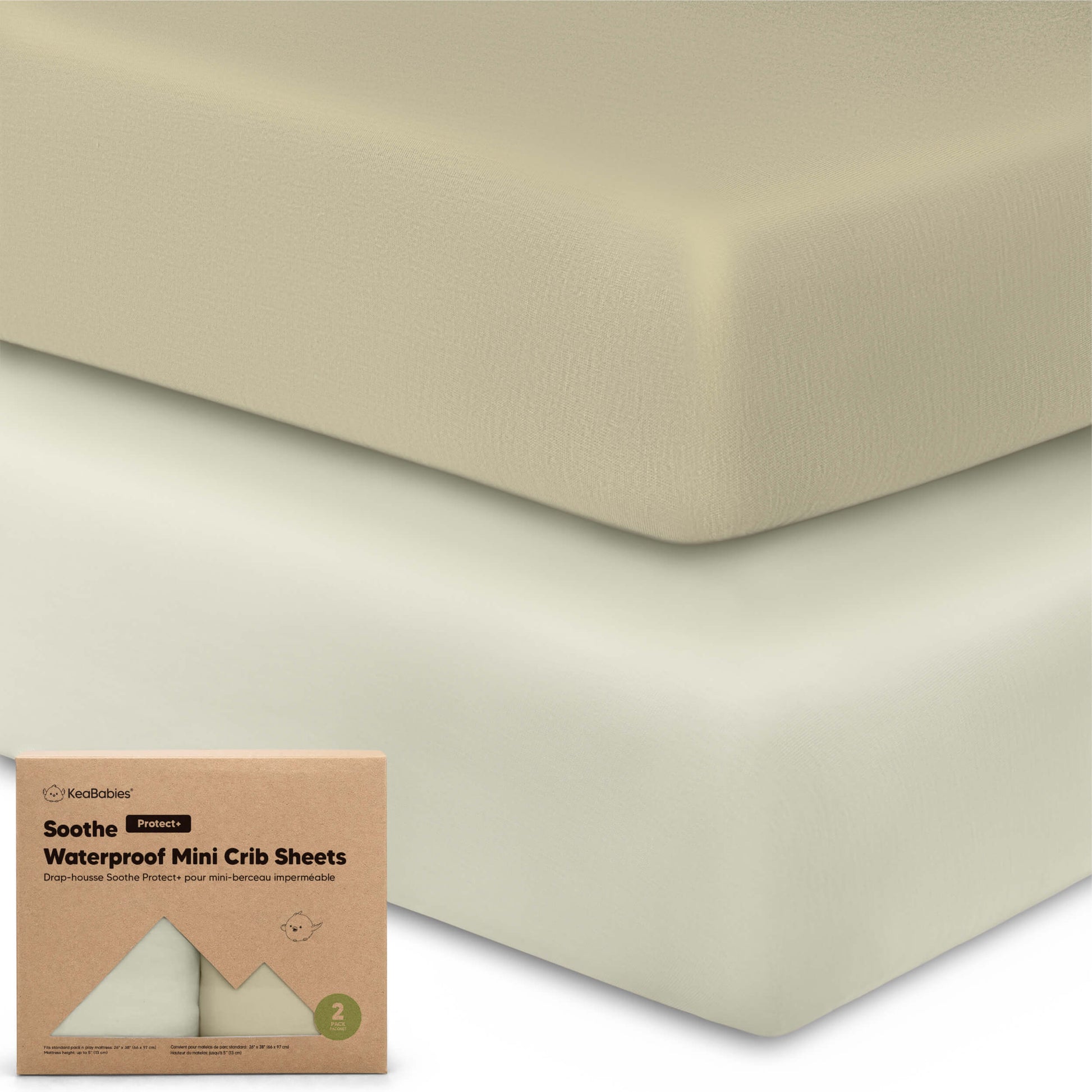 2-Pack Soothe [Protect+] Waterproof Mini Crib Sheets 28098958590138