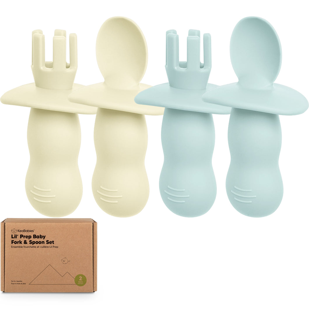 2-Sets Lil’ Prep Baby Fork & Spoon (Pastel Sky)