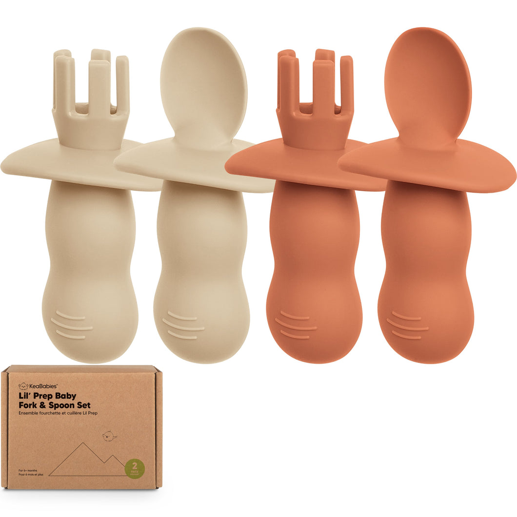 2-Sets Lil’ Prep Baby Fork & Spoon (Terracotta)