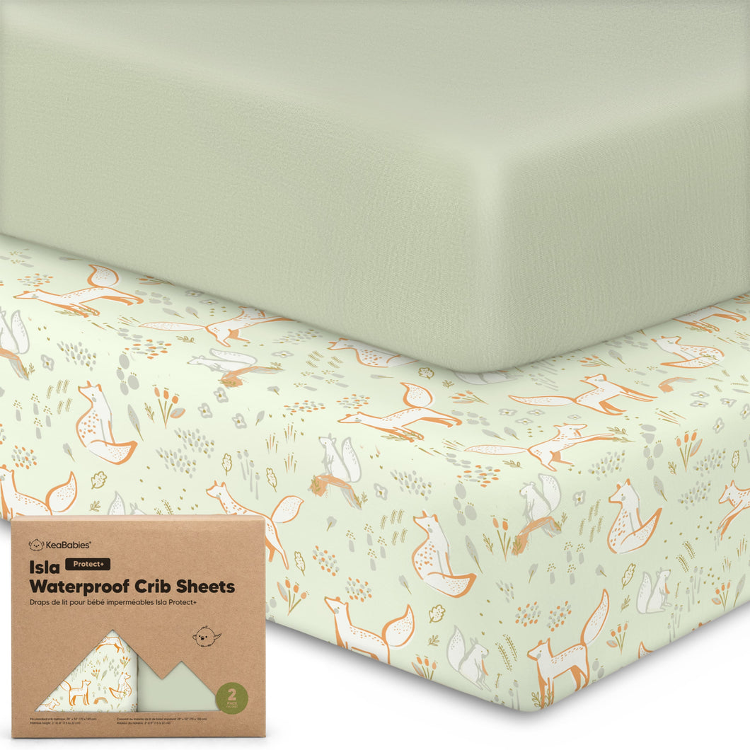 2-Pack Isla [Protect+] Waterproof Crib Sheets (Foxtrot)