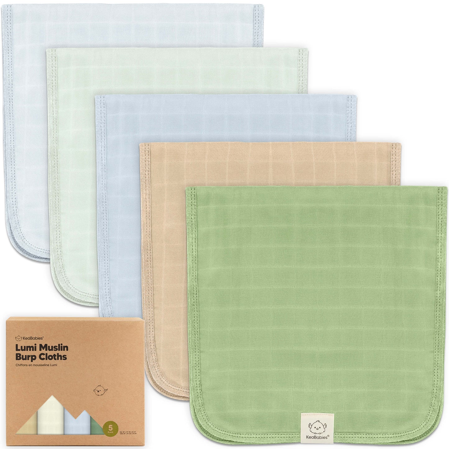 5-Pack Lumi Muslin Burp Cloths 27991472505018
