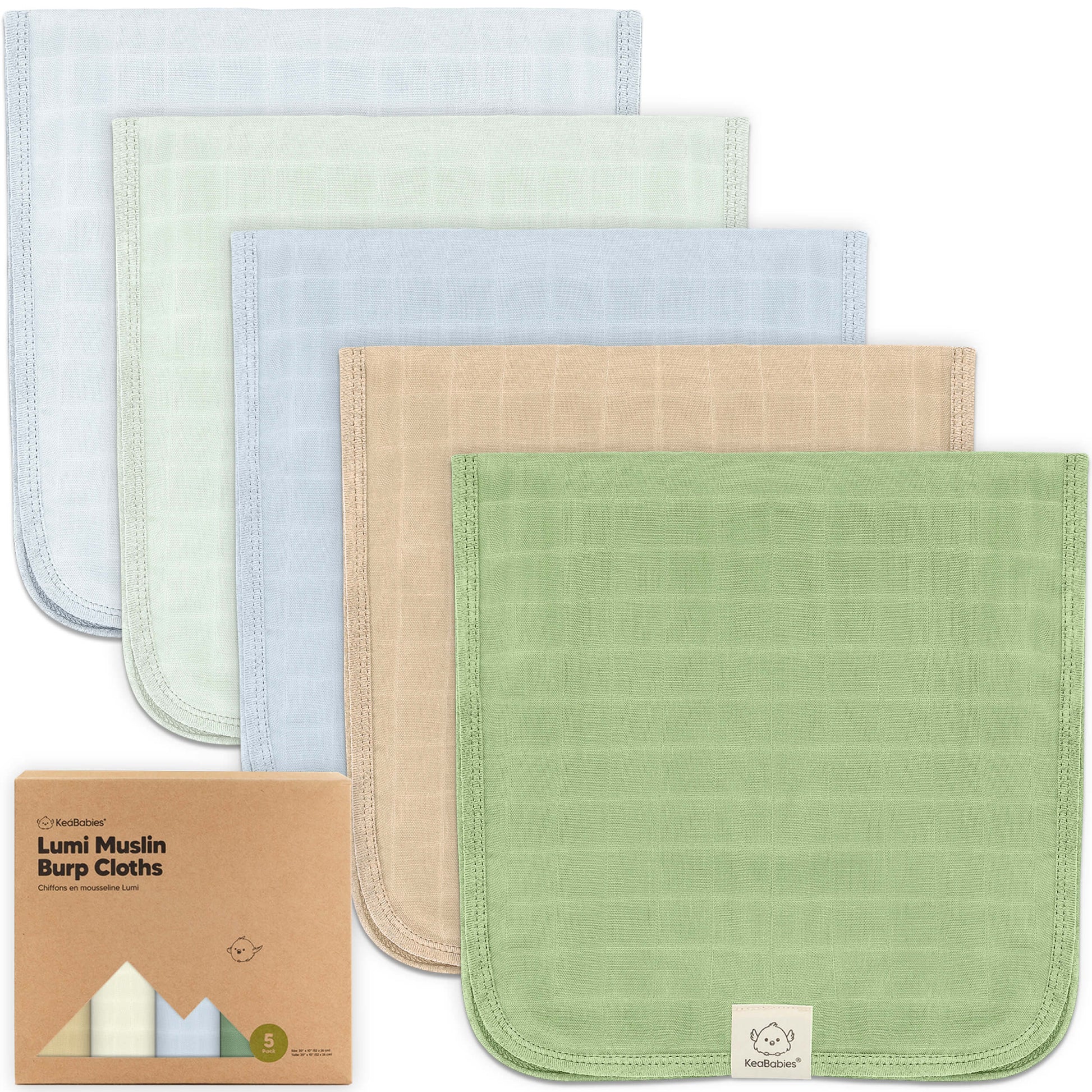 5-Pack Lumi Muslin Burp Cloths 27991472505018