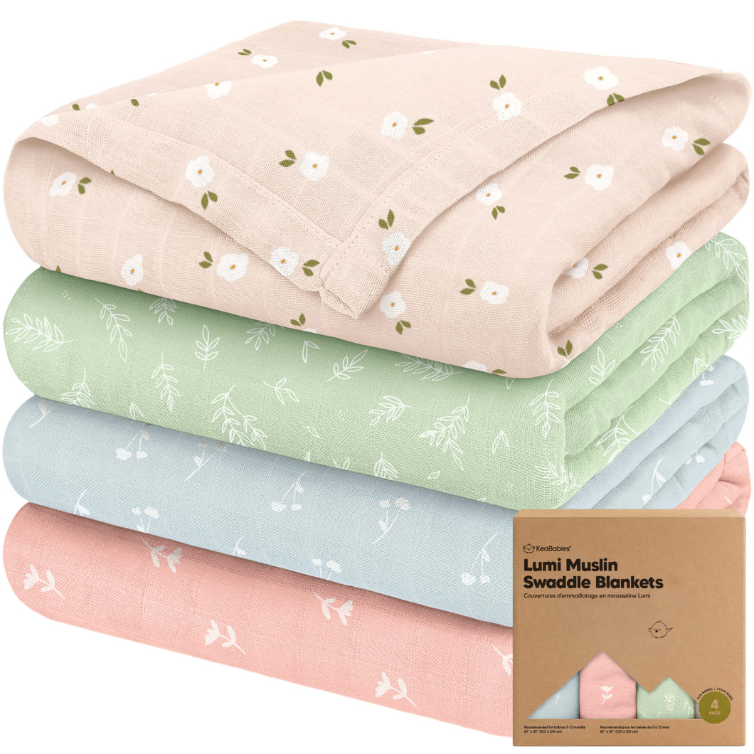 Lumi Muslin Swaddle Blankets (Bloom)