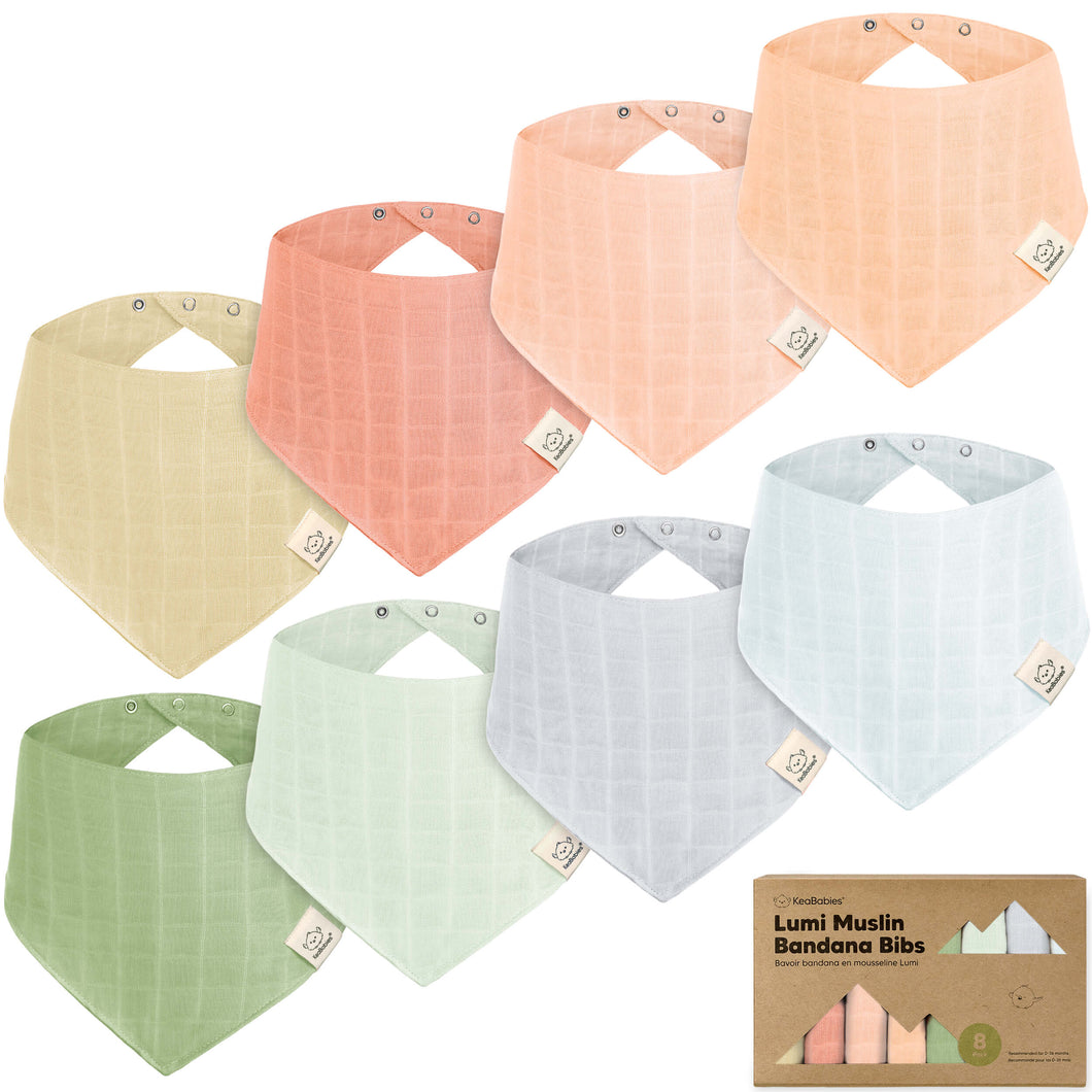 8-Pack Lumi Muslin Bandana Bibs (Dew)