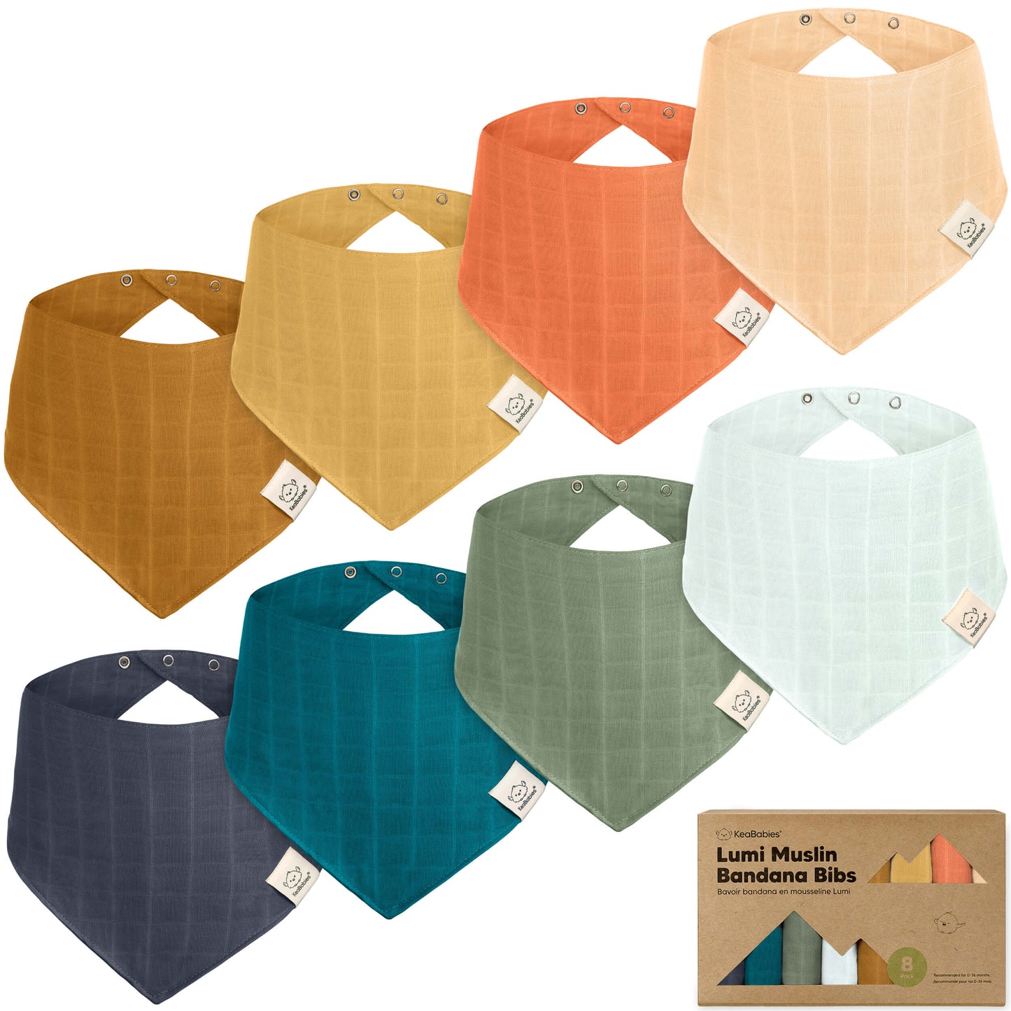 8-Pack Lumi Muslin Bandana Bibs 27979051565242