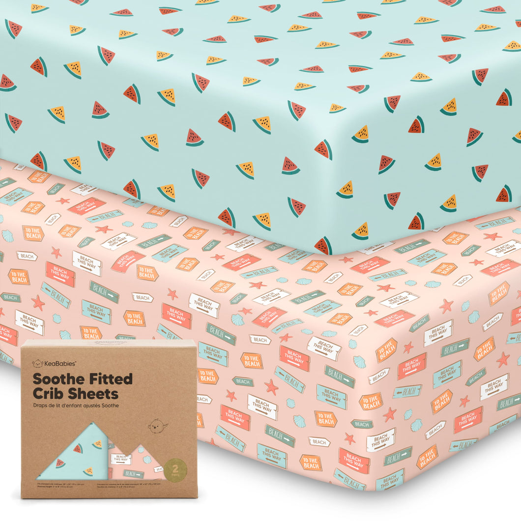 Soothe Fitted Crib Sheet (Beach Day)