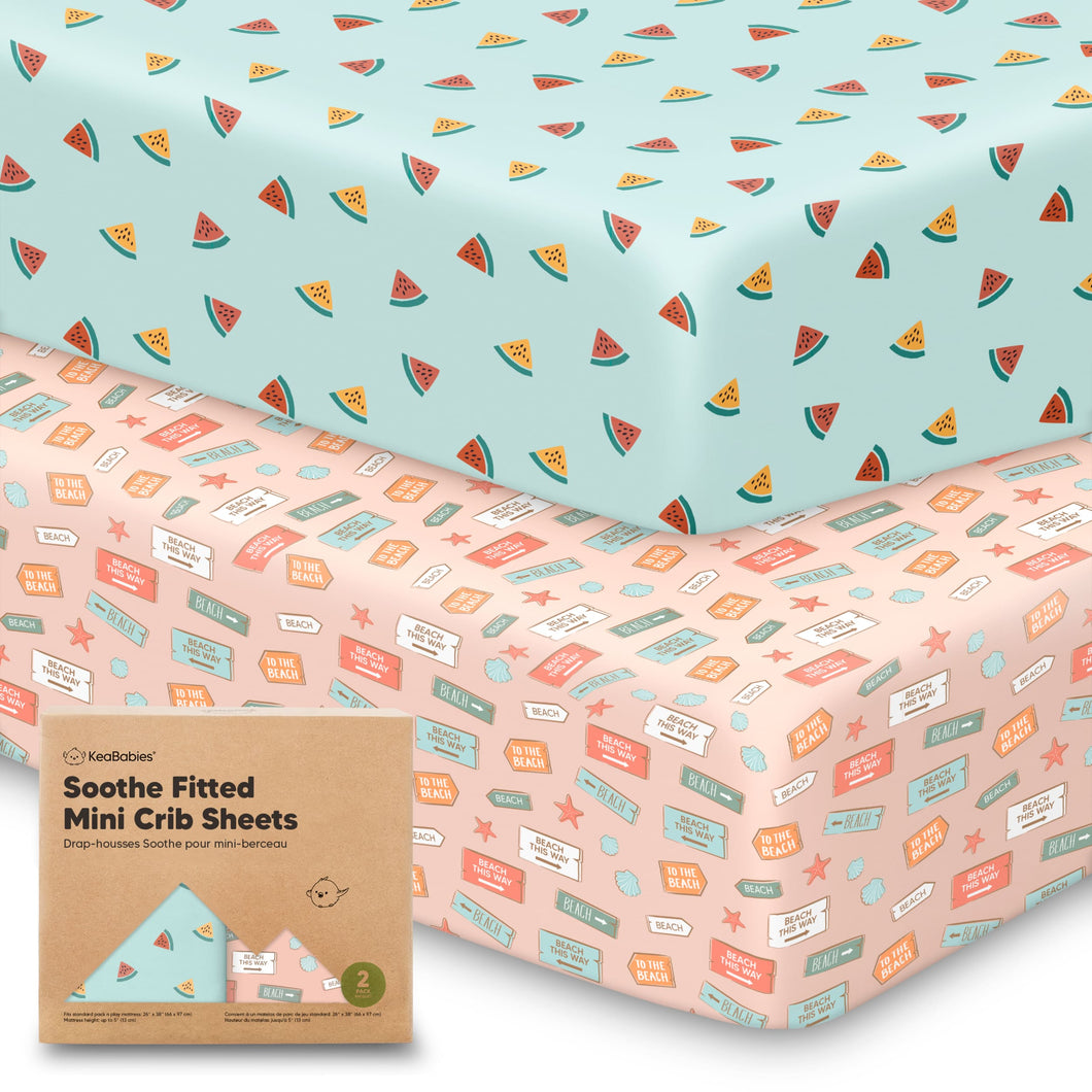 Soothe Fitted Mini Crib Sheet (Beach Day)