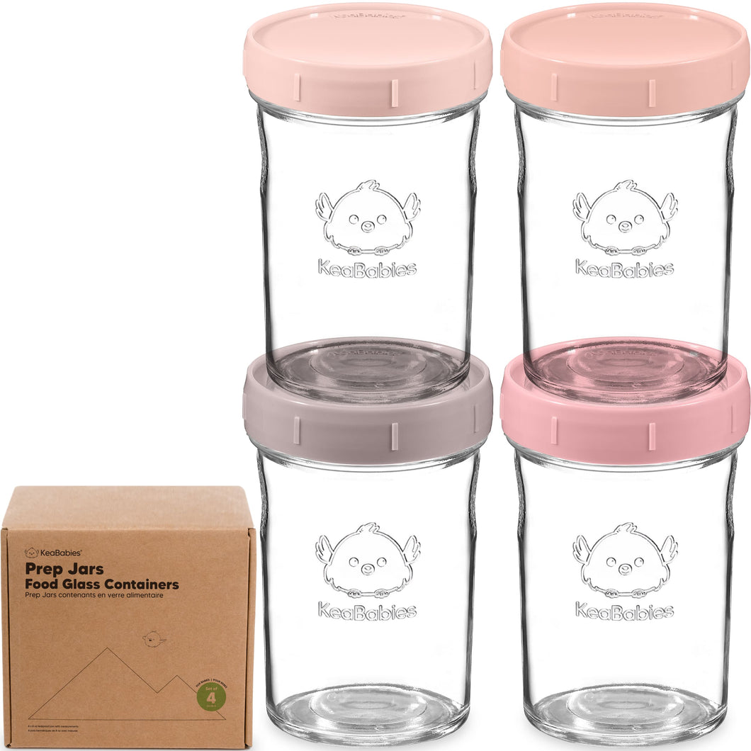 4-Pack Prep Jars Food Glass Containers (Roseate)