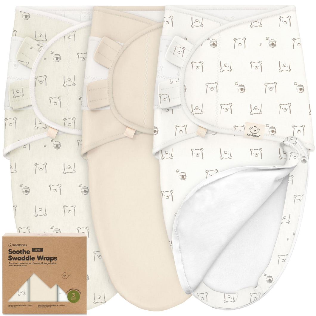 3-Pack Soothe Zippy Swaddle Wrap (Bumble Bear)